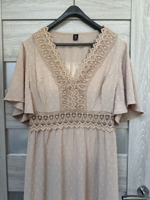 Sukienka na wesele impreze komunie chrzest 2XL boho 44/46 koronka