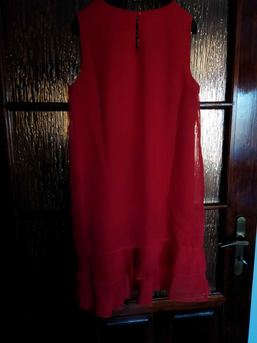 Sukienka j. nowa 40 Bonprix czerwona falbany szyfon impreza Sylwester