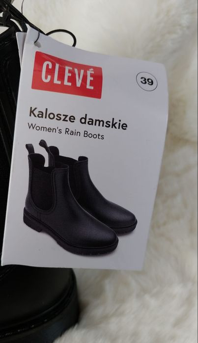 Cleve Kalosze Damskie 39 Czarne Eleganckie