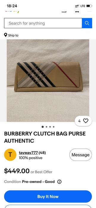 Кожаный клатч сумка Burberry оригинал