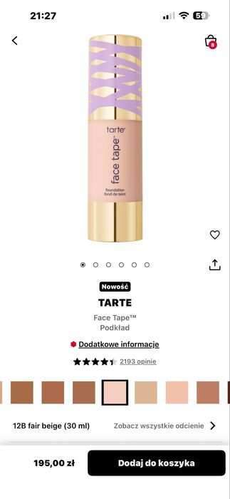 podklad tarte face tape 12b fair baige