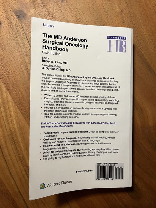 The MD Anderson Surgical Oncology Handbook