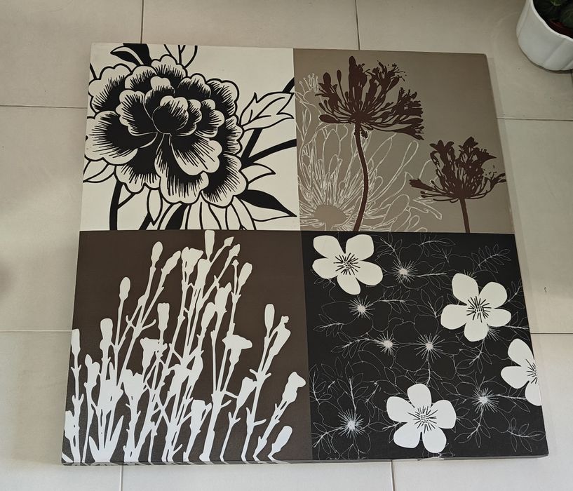 Quadro flores 90x90cm