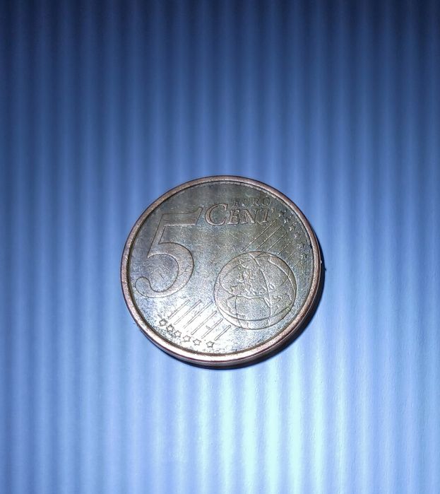 Moneta 5 eurocent z hiszpanii z defektem