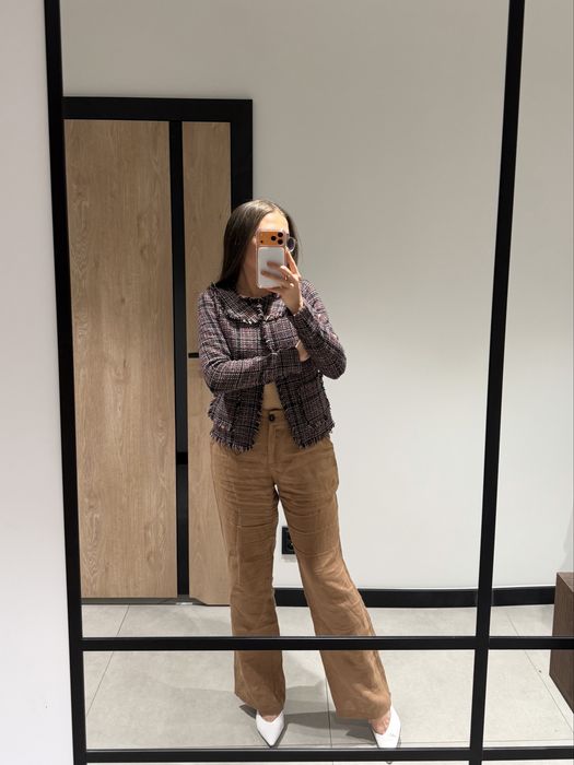 spodnie Linen Whisper lniane 100% len podszewka 100% wiskoza beżowe S