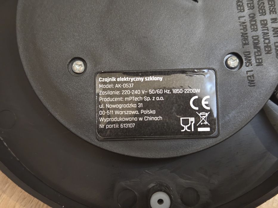 Czajnik elektryczny 2200W szklany Hoffen