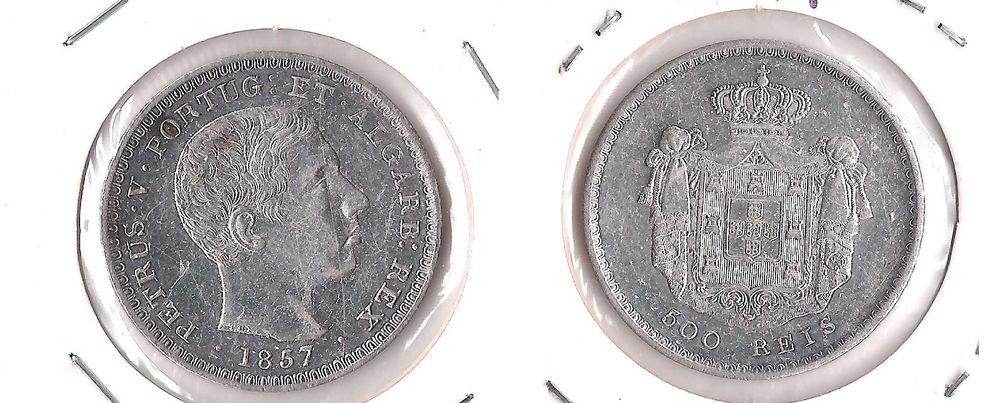 D. Pedro V - 500 Reis - 1857 - Muito pouco circulada