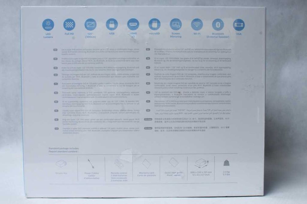 NOWY projektor 120cali PHILIPS 300cm FullHD WiFiBluetooth 4200ANSIlume
