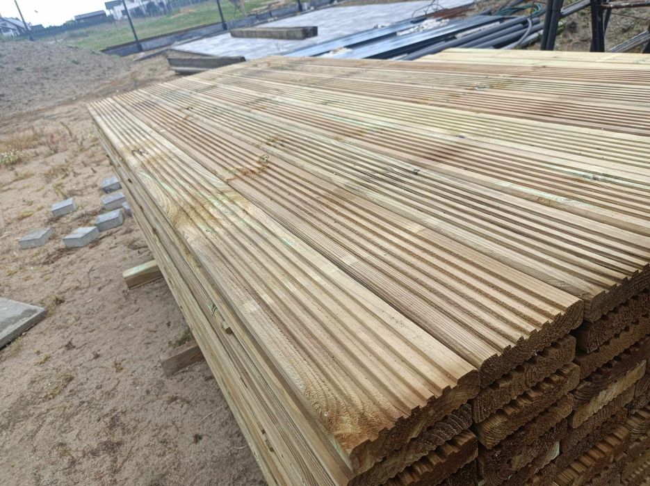 Nowa deska tarasowa ryflowana sosnowa 240x12x3 klasa A impregnowana