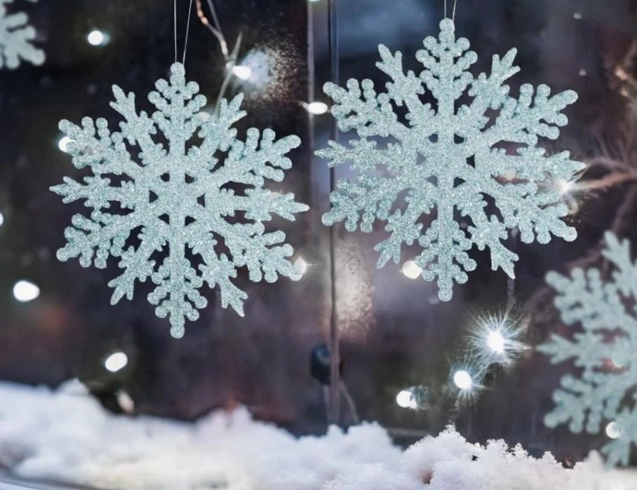 Zestaw 24 szt. śnieżynek brokatowych