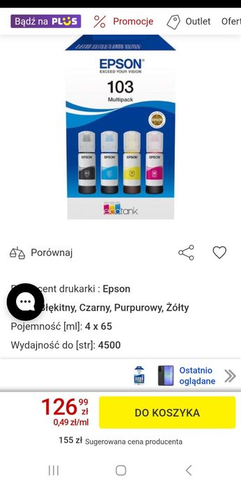 Nowy zestaw tuszy tonerów do drukarki epson 103