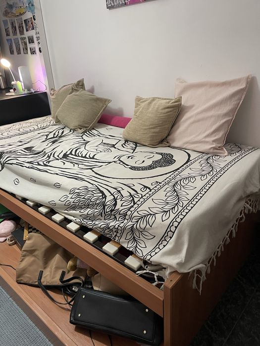 Cama + estrado + colchão + gavetão para cama extra ou para arrumação