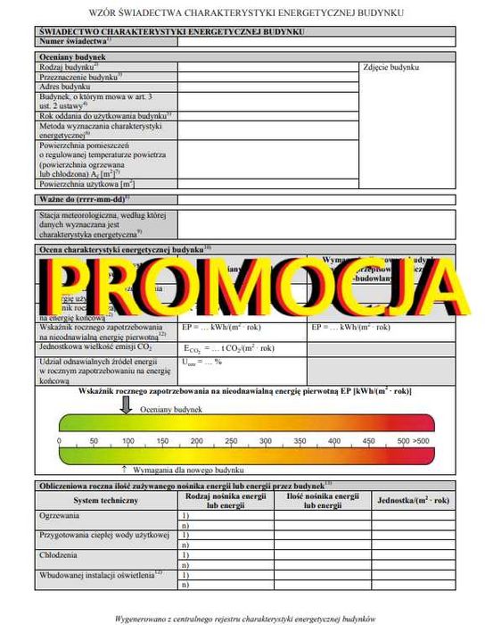 Świadectwo Energetyczne Certyfikat Energetyczny PROMOCJA Cała Polska 24h
