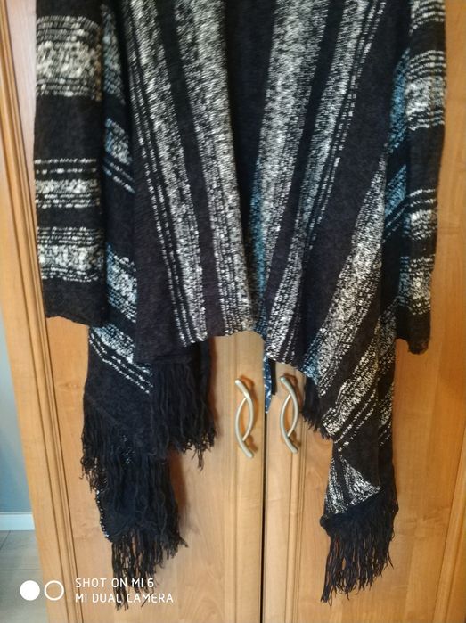 Kardigan przód asymetryczny elegancki modny ciepły miękki wygodny L/XL