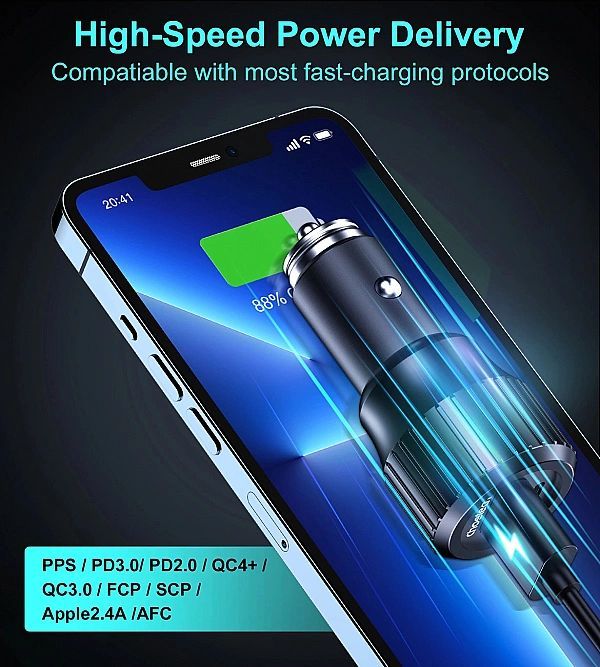 Ładowarka samochodowa Choetech Tc0010 Usb-c Usb-a Pd 63w - czarna