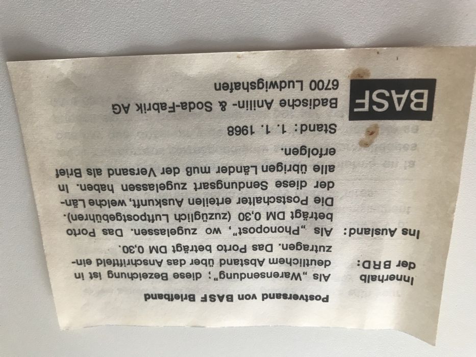 Basf  taśma szpulowa -tape letter - list taśmowy