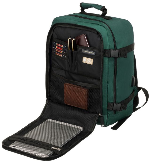 pojemny, podróżny plecak kabinowy z portem usb - peterson