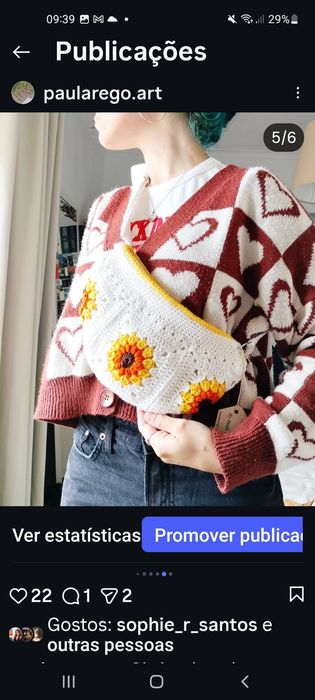 Saco à tiracolo em crochet em algodão