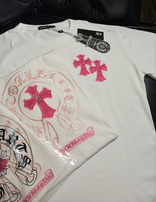 Футболка з вишивкою CHROME HEARTS біла УНІСЕКС всі розміри