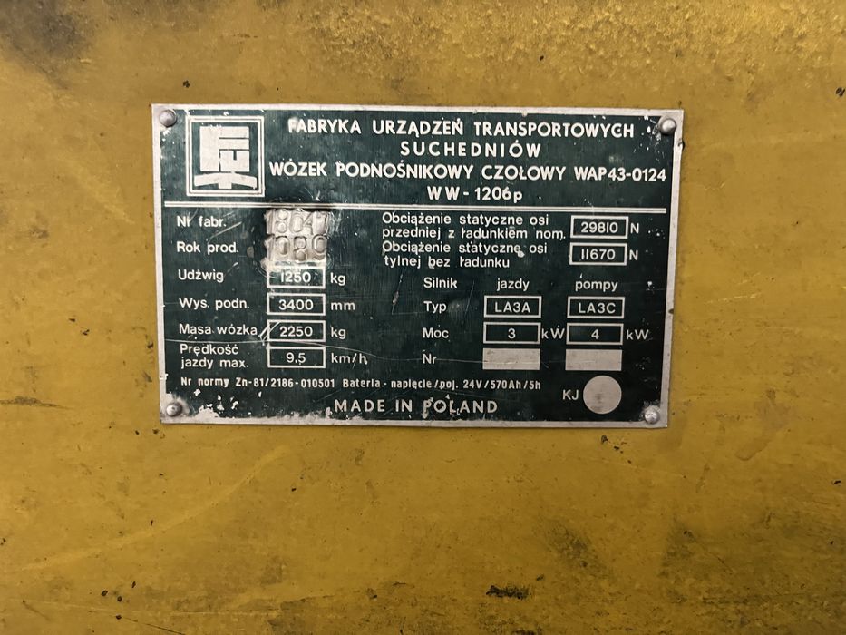 Wózek widłowy Suchedniów WW 1206