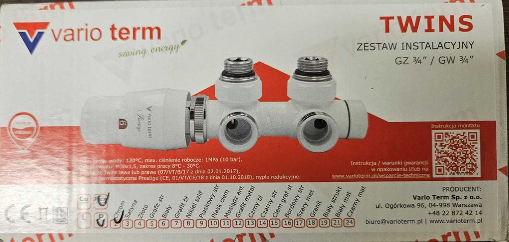 VARIO TERM TWINS ALL IN ONE zestaw termostatyczny czarny prawy PEX