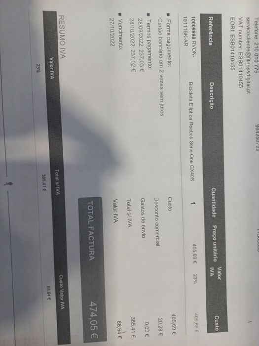 Eliptica Reebok nova, sem uso