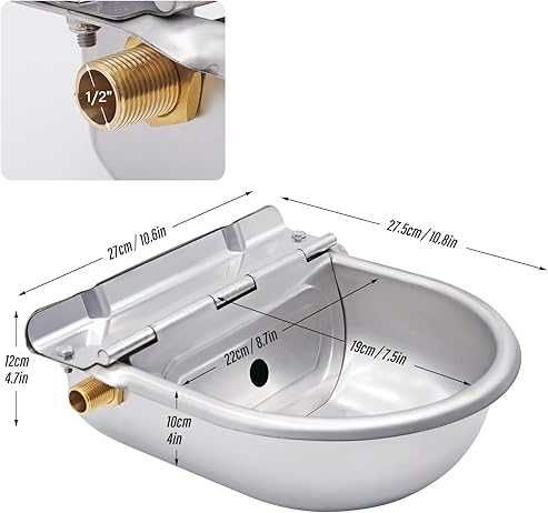 Poidło INOX z zaworem pływakowym, ze stali nierdzewnej, 2,5 litra