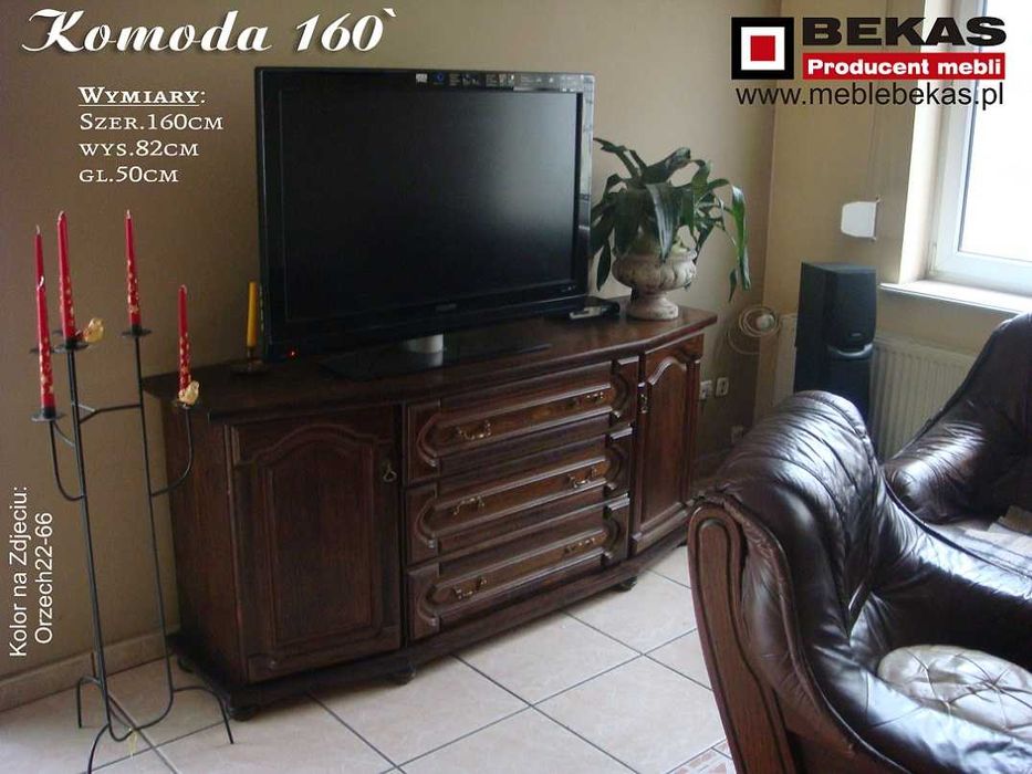 Stylowa Komoda 160` Dąb Rustikal Orzech Włoski Producent BEKAS Meble