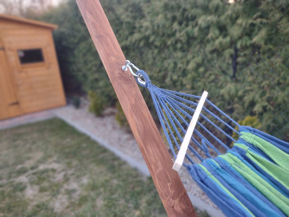 Drewniany hamak sosnowy stelaż z hamakiem