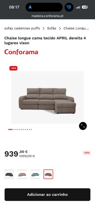 Chaise Longue APRIL 4 Lugares Vison – Muito Bom Estado