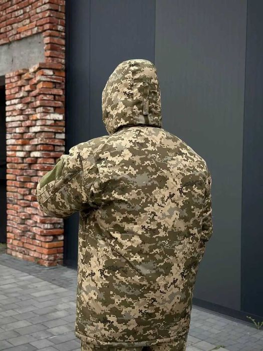 Зимняя мужская куртка-бушлат Пиксель Rip-Stop с капюшоном