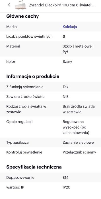 NOWY przepiekny zyrandol