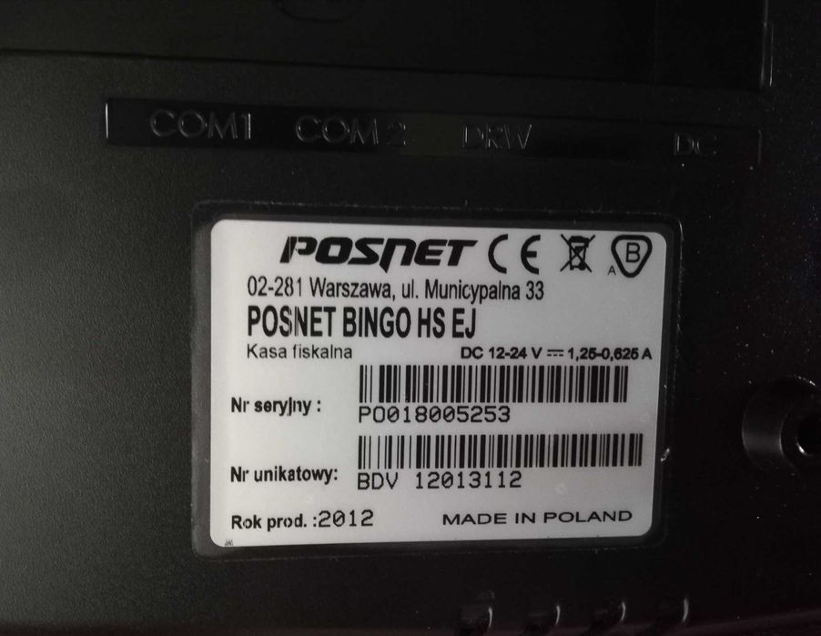 kasa fiskalna Posnet Bingo HS EJ 2012