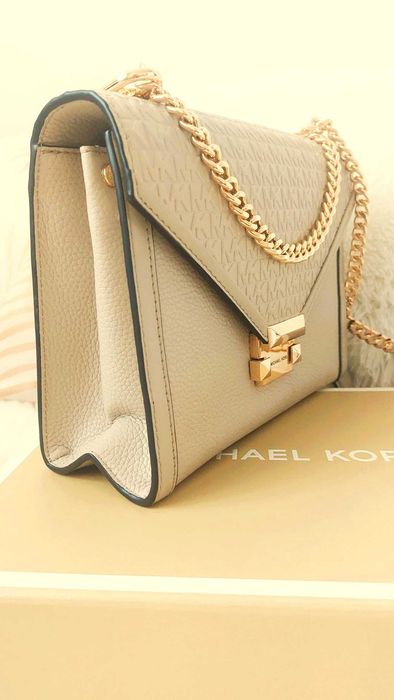 Torba listonoszka beżowa Michael Kors Whitney Light Sand jak nowa!