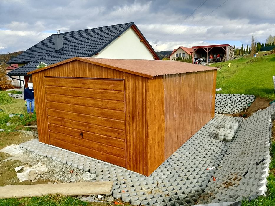 Garaż 4x5 drewnopodobny garaże blaszane blaszak