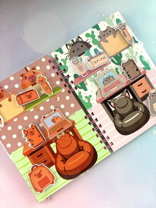 Трендові пухнастики Пушин і Капібара Capybara Pusheen, A5