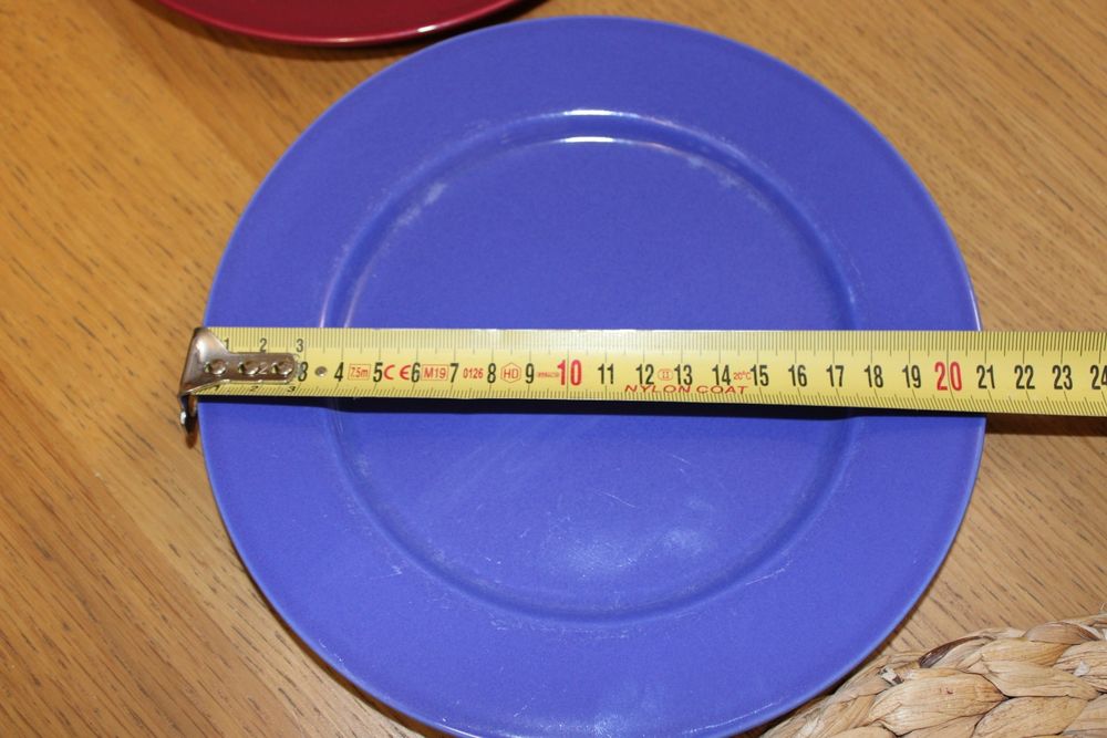 Talerz 21cm niebieski bordowy