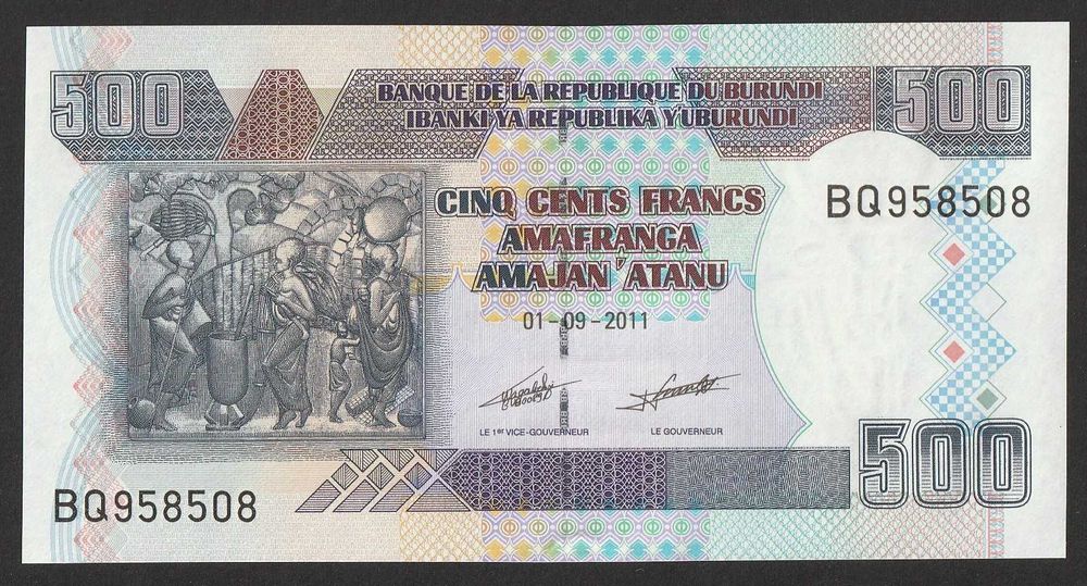 Burundi 500 franków 2011 - stan bankowy UNC