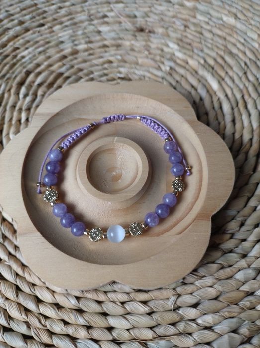 Bransoletka fioletowy angelitu i selenit