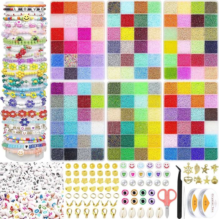 Kit missangas para fazer bijuteria 2mm 144 cores 65474 peças - NOVO