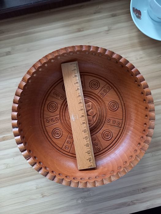 Drewniany talerz na przekąski półmisek deska serów rzeźbiony vintage