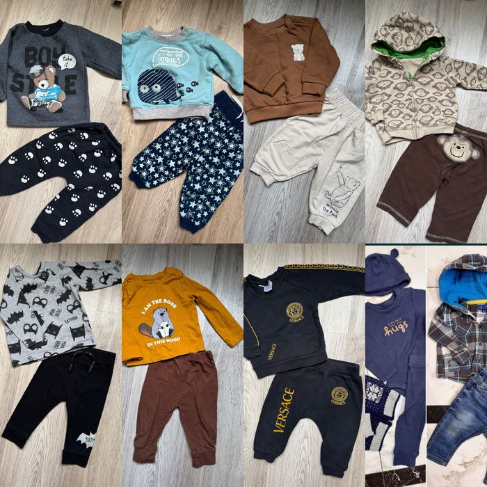 Лот речей,7 шт Костюми теплі ,штанці,комбез джинсовий,джинси 74-80