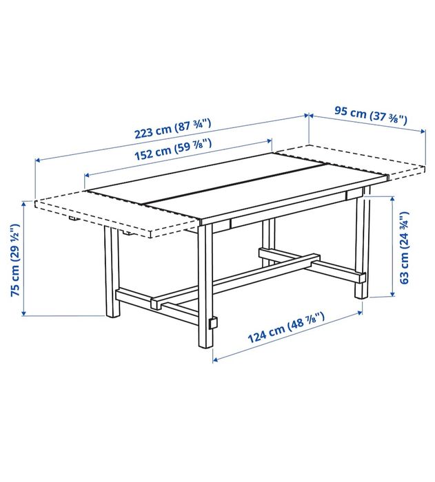 Mesa de jantar NORDVIKEN do IKEA, preta, extensível como nova