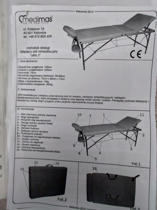 Rozkładane łóżko rehabilitacyjne ultra 3 - nowka