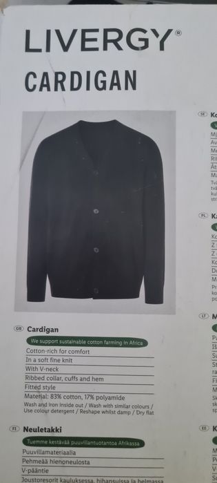 Cardigan czarny męski Livergy  XL nowy