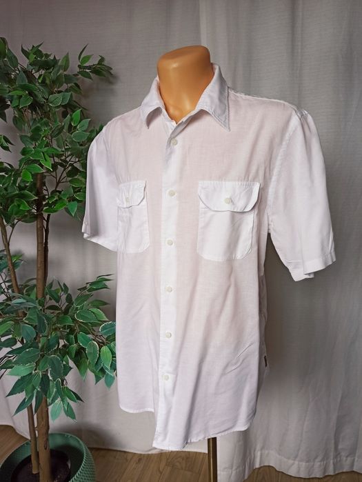 Sg Biała koszula męska XL , XXL Armani bawełna + len