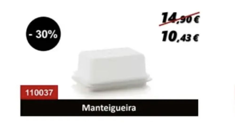 Tupperware - queijeira plus retangular, manteigueira