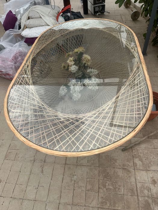 Mesa imitação bambu, estilo italiano, interior e exterior