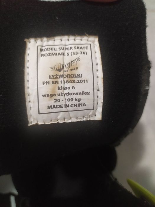 Łyżworolki regulowane firmy Allright model super skate rozmiar S(33-36
