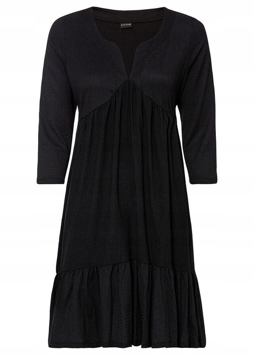 B.P.C sukienka czarna z krepy z falbaną ^32/34